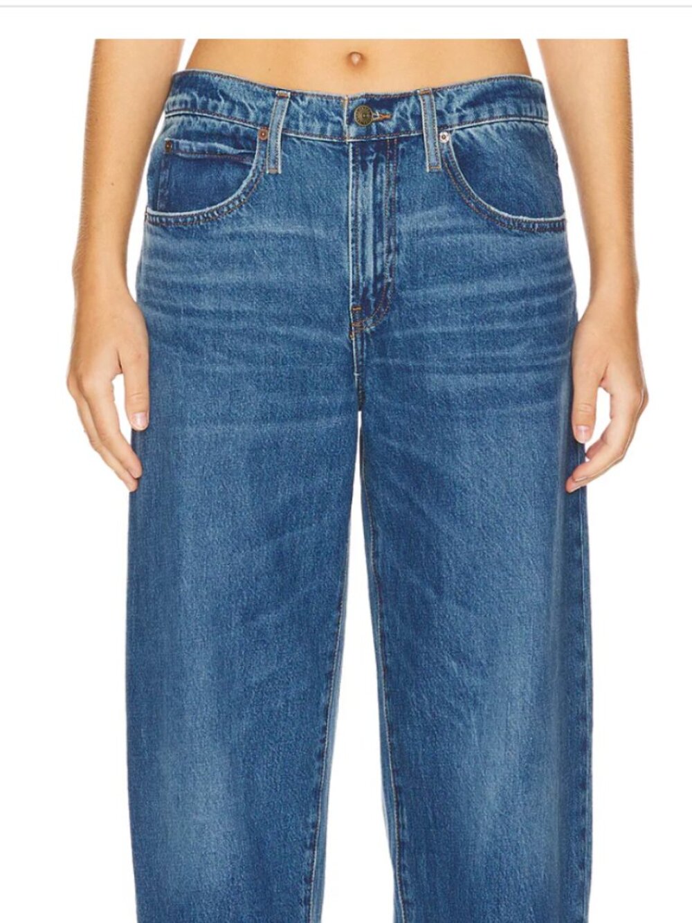 FRAME Low Slung Barrel Jeans in Caramia wash, size 29